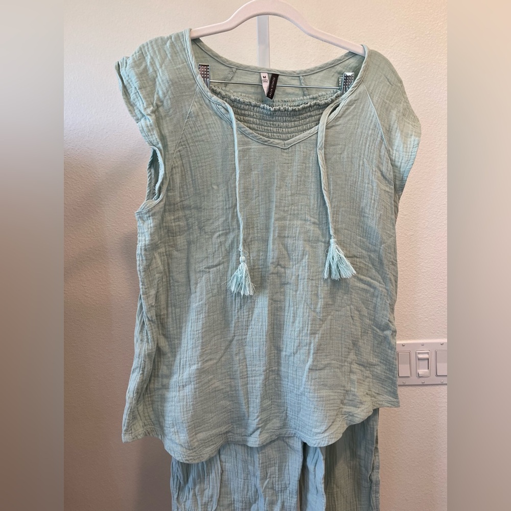 Jaclyn Intimates Pajamas Set Cotton Gauze Green Sage